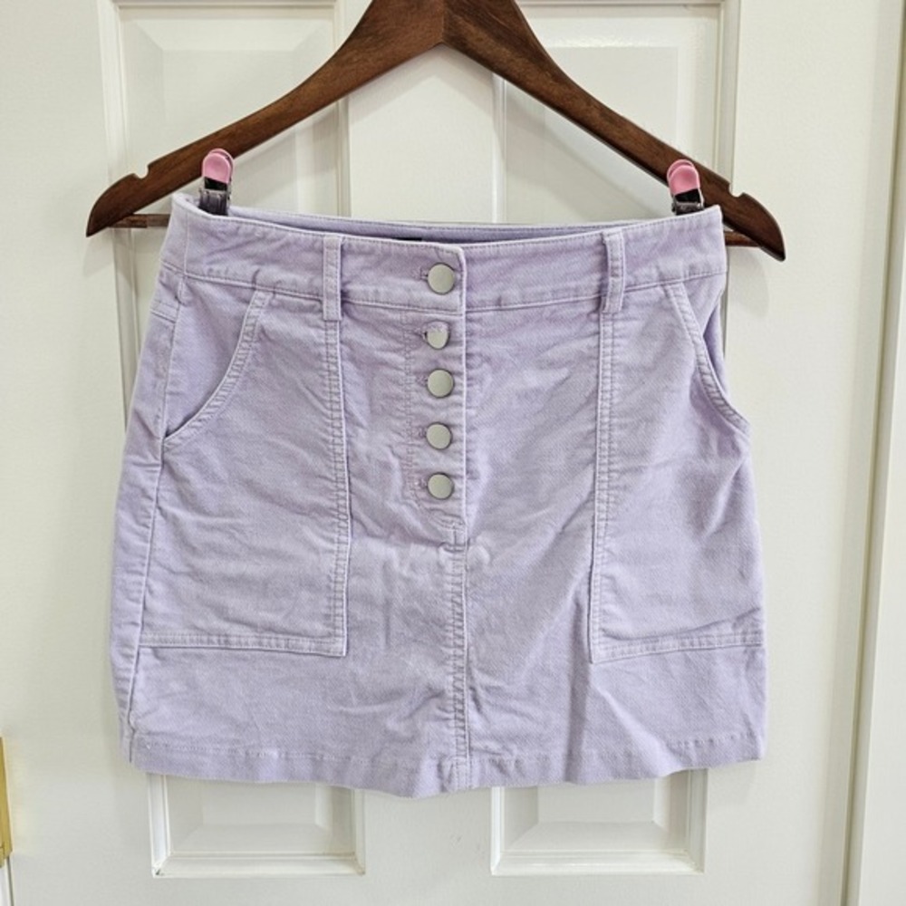 Forever 21 Purple Mini‎ Skirt Button Front A-Line Women's Small